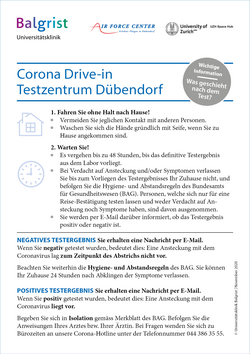 Flyer «Befundabfrage Corona-Resultat»