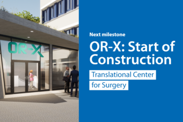 Visualization of the entrance to the new surgical research and teaching center.