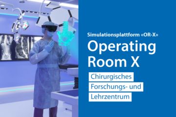 Visualisierung einer Simulationsplattform, in der ein Chirurg ein Hologramm betrachtet.