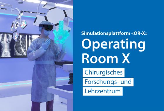 Visualisierung einer Simulationsplattform, in der ein Chirurg ein Hologramm betrachtet.