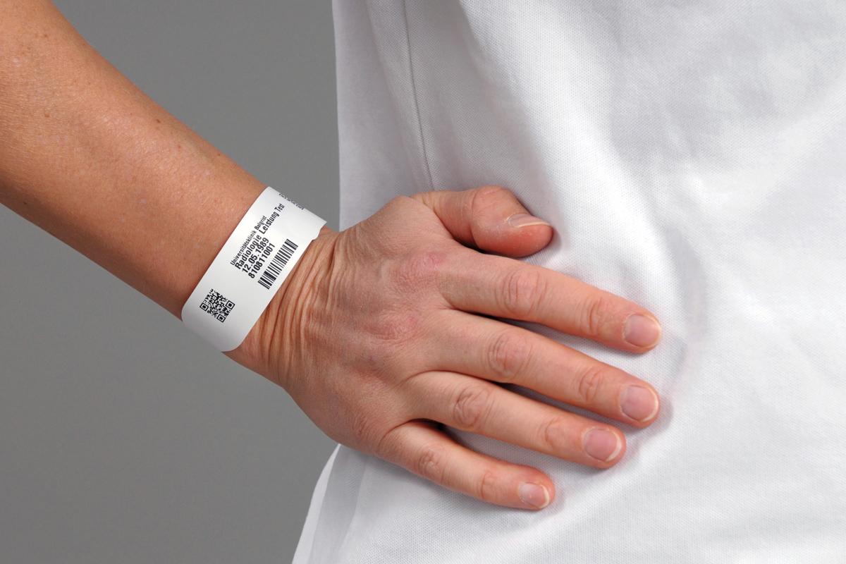 Patient wears wristband